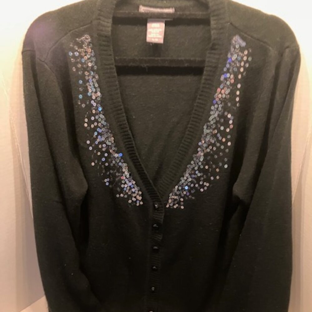 Sparkly, Black Button Up Cardigan